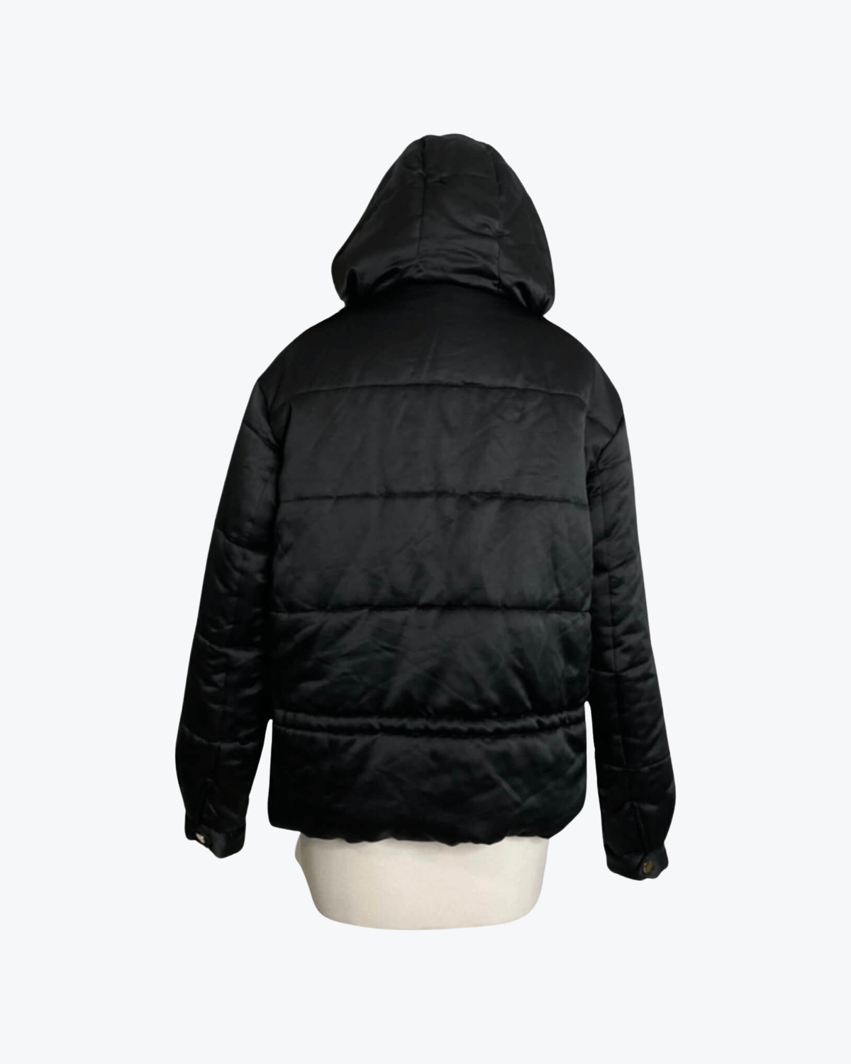 Matte satin faux shop fur trim puffer