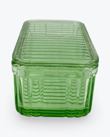 Pair Green Depression Glass Boxes