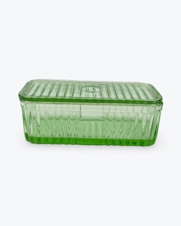 Pair Green Depression Glass Boxes