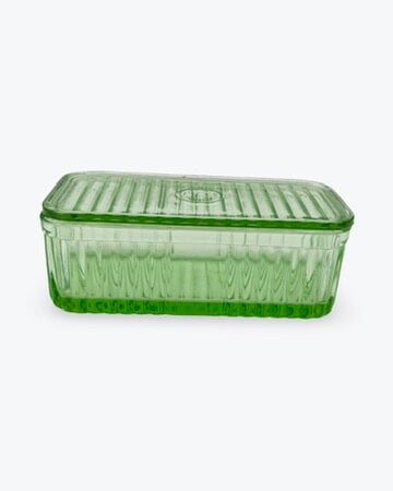 Pair Green Depression Glass Boxes