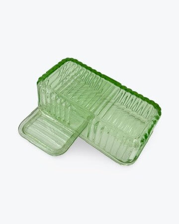 Pair Green Depression Glass Boxes