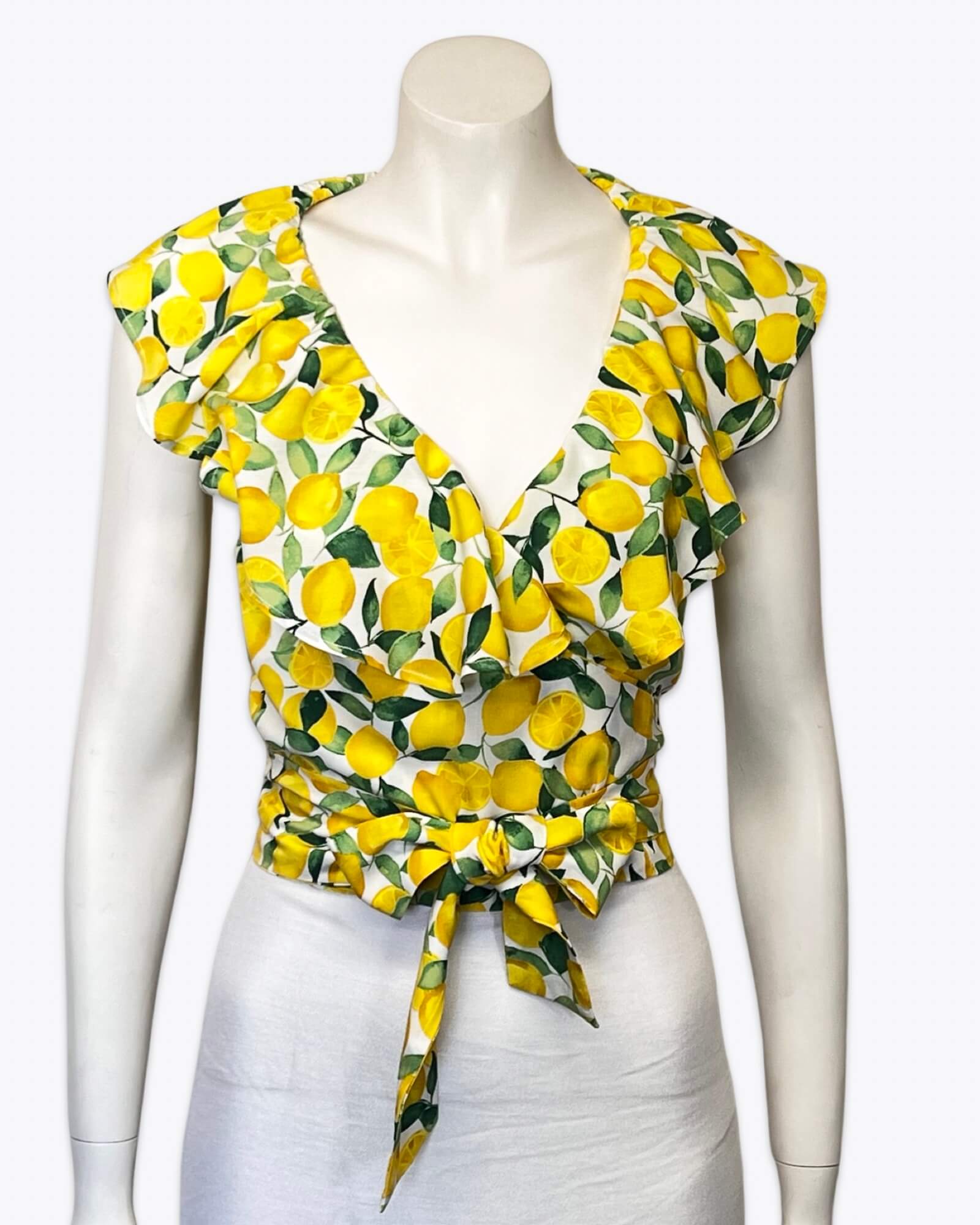 Florencia Lemon Wrap Top Size 8