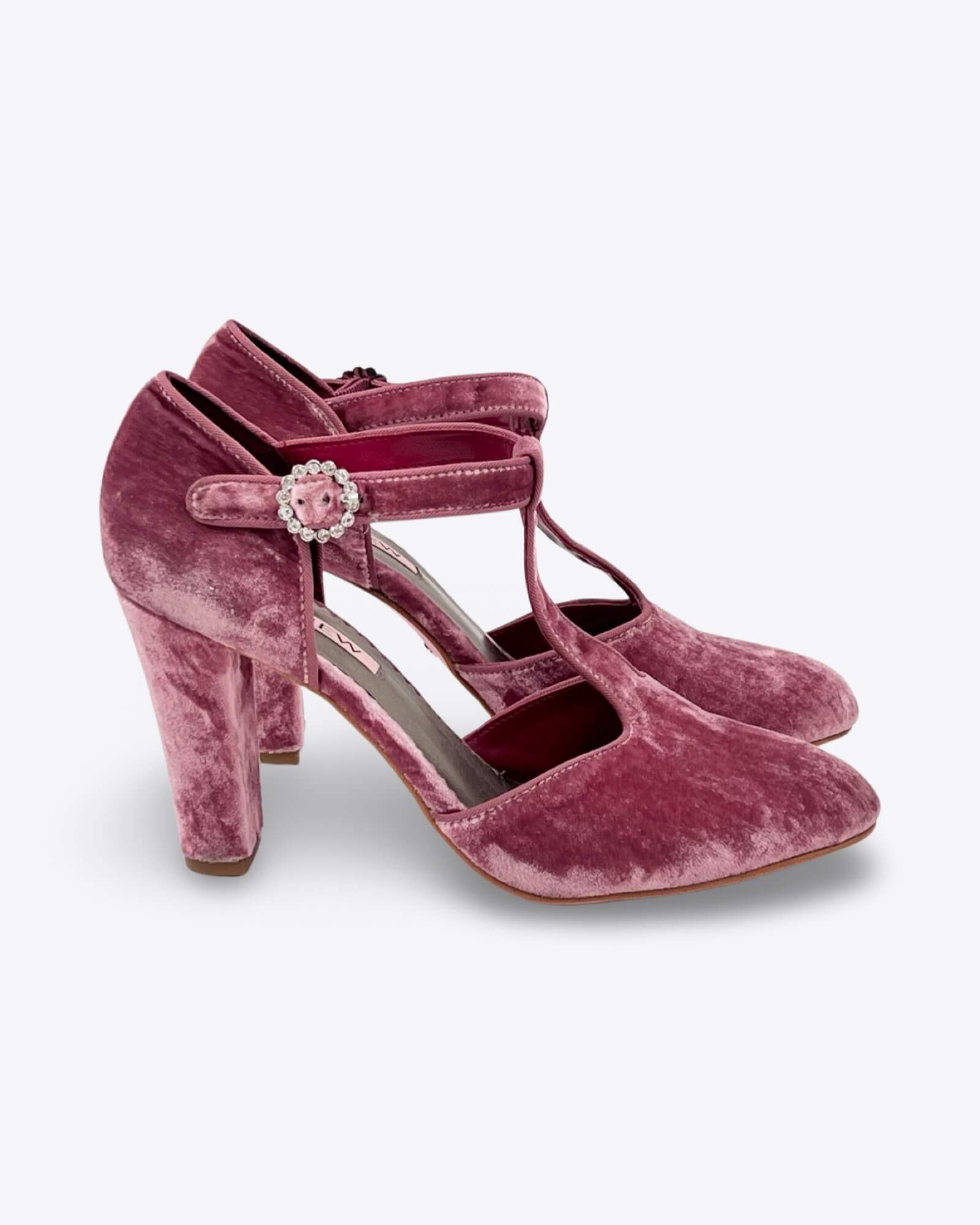 Review Pink Velvet T Bar Pump Size 7B