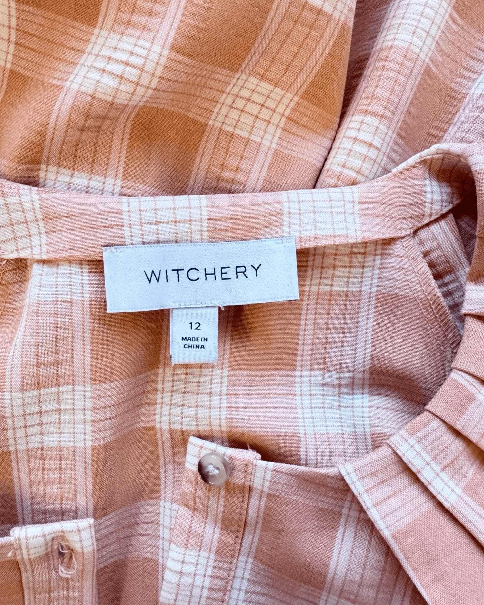 Witchery Check Shoulder Shirt Dress Size 12