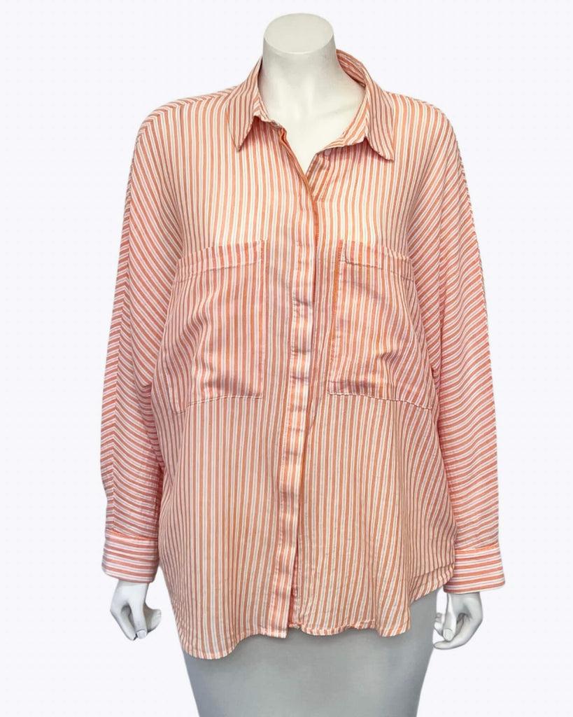 Decjuba Orange Stripe Shirt Size L