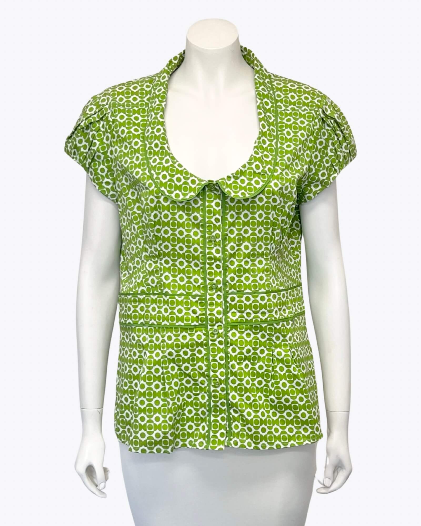 Next Green Pattern Blouse Size 18