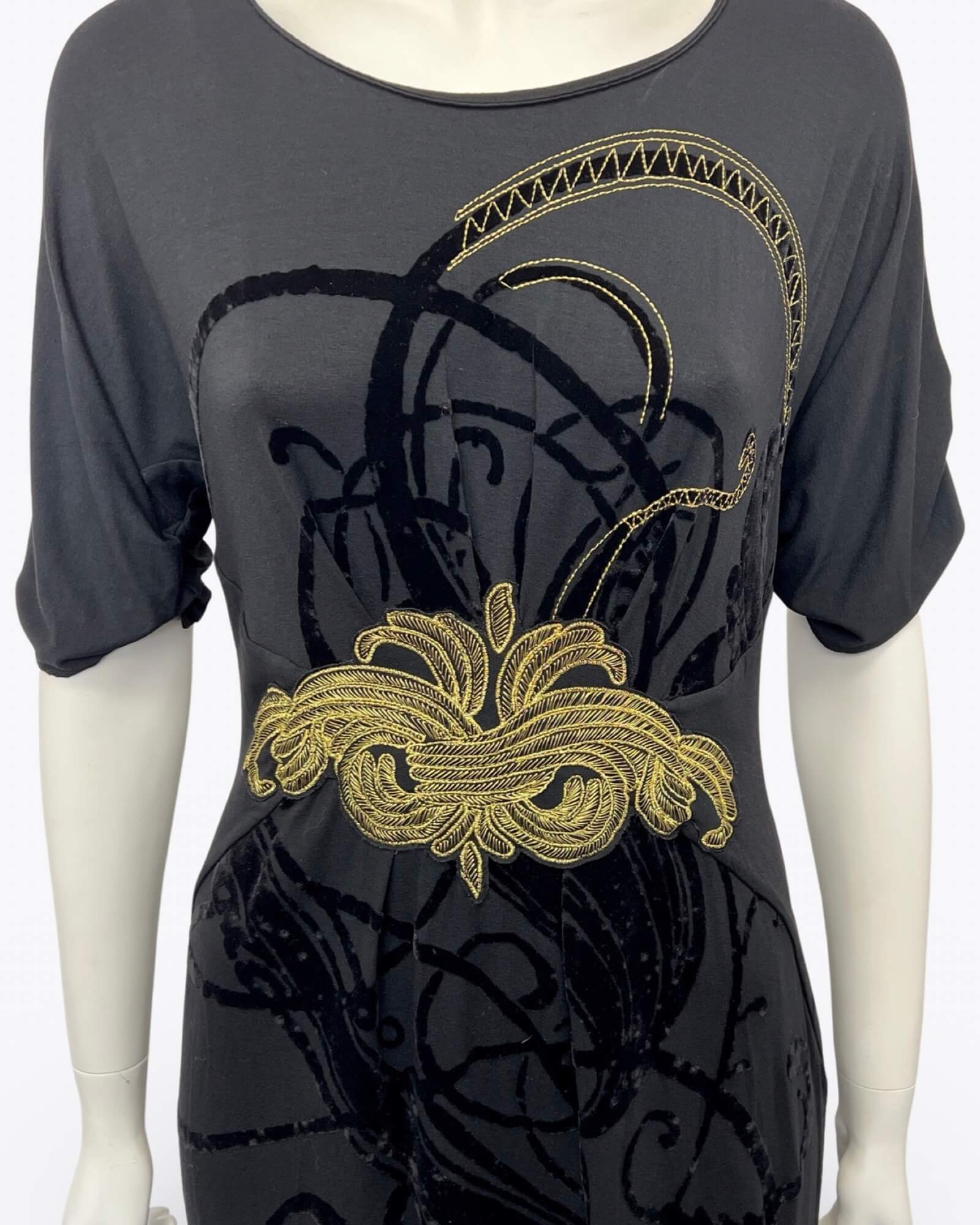 Desigual Black & Gold Dress Size L