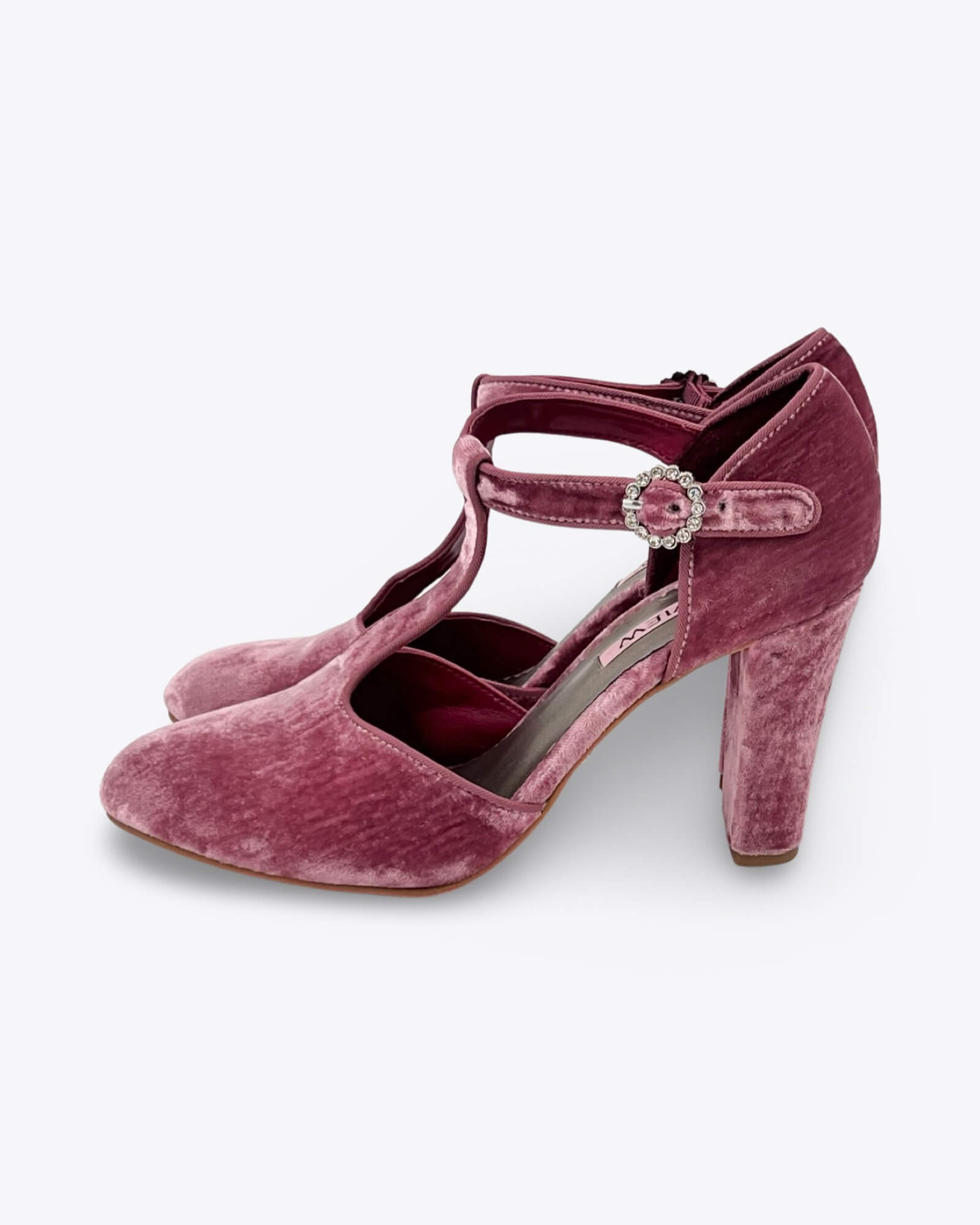 Review Pink Velvet T Bar Pump Size 7B