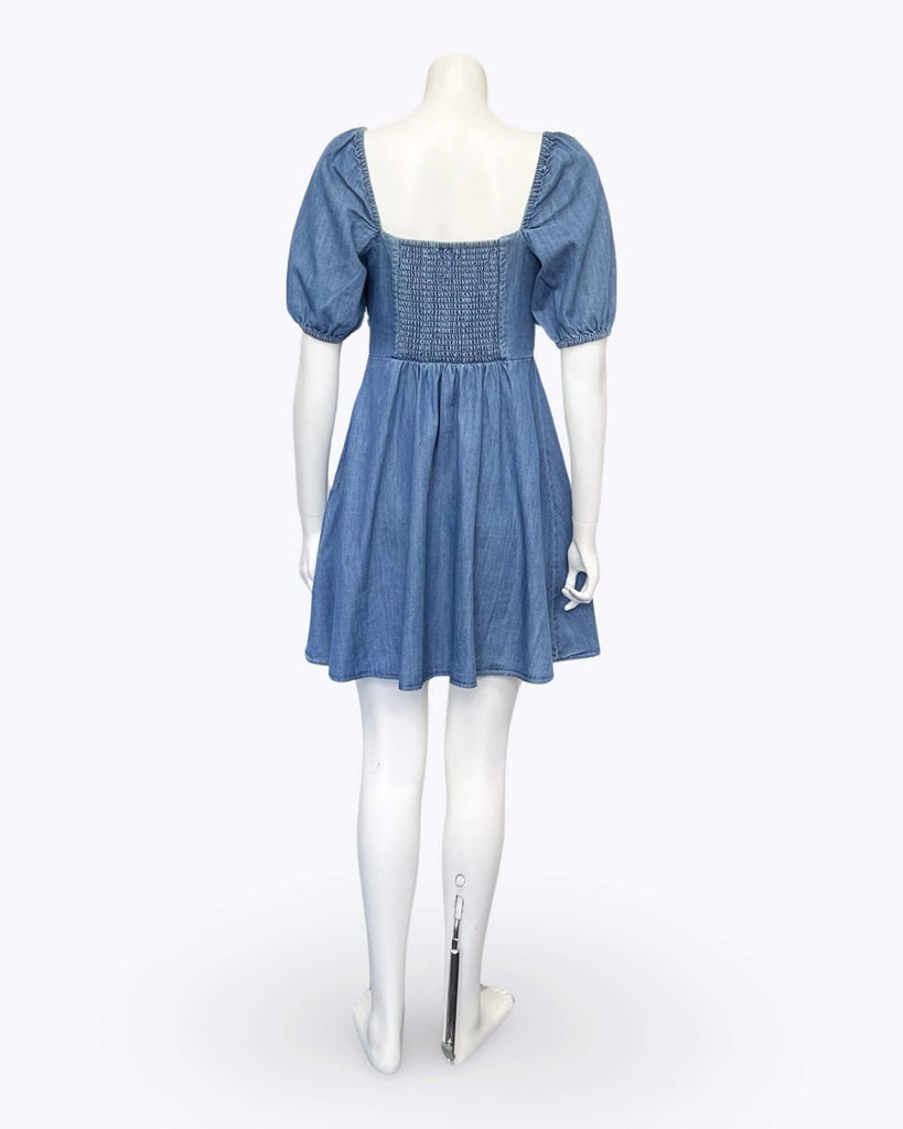 Forever New Liana Denim Ruched Mini Dress Size 10