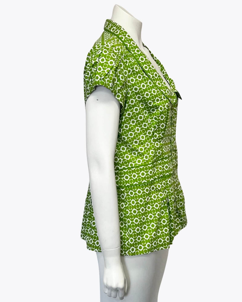 Next Green Pattern Blouse Size 18