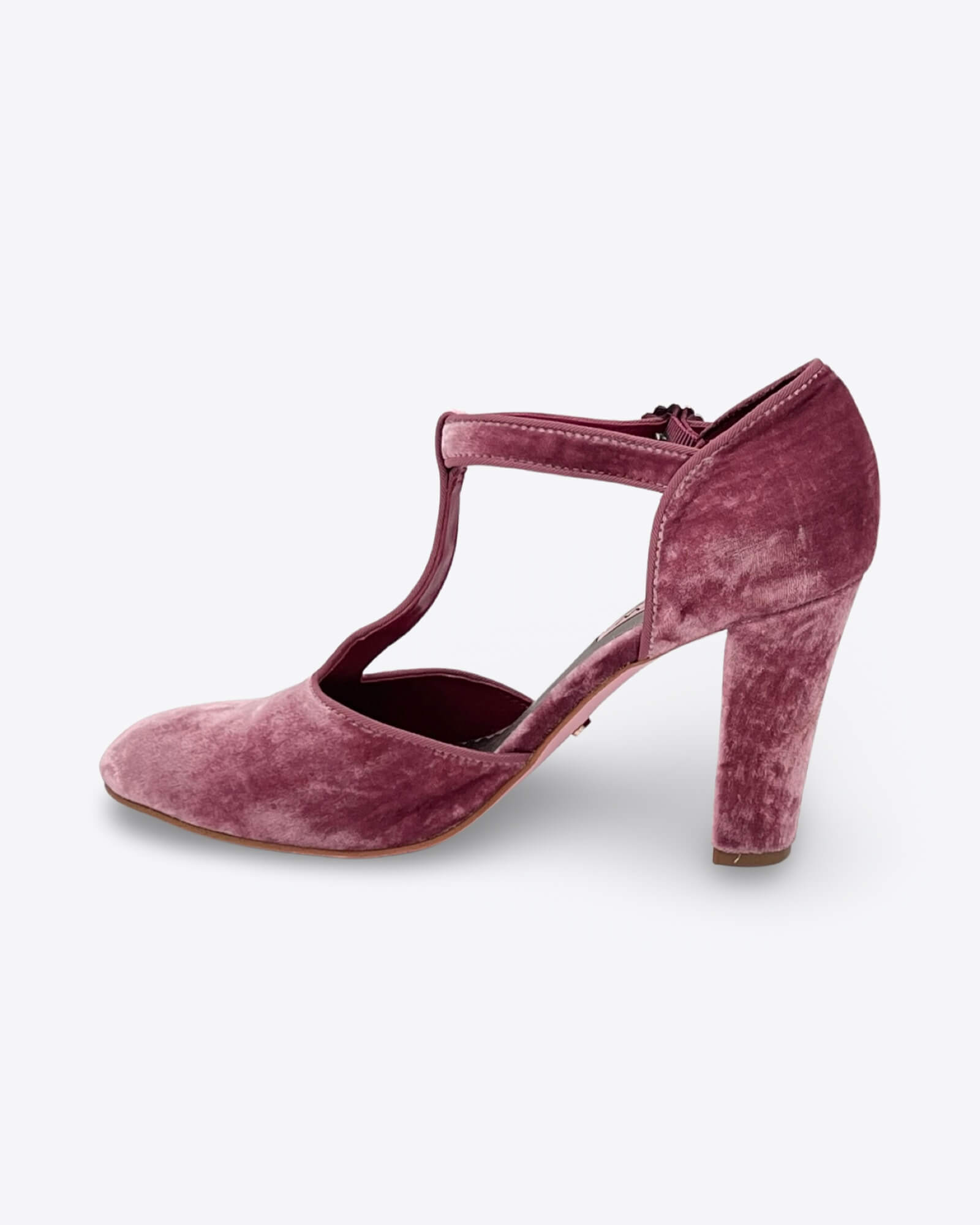 Review Pink Velvet T Bar Pump Size 7B