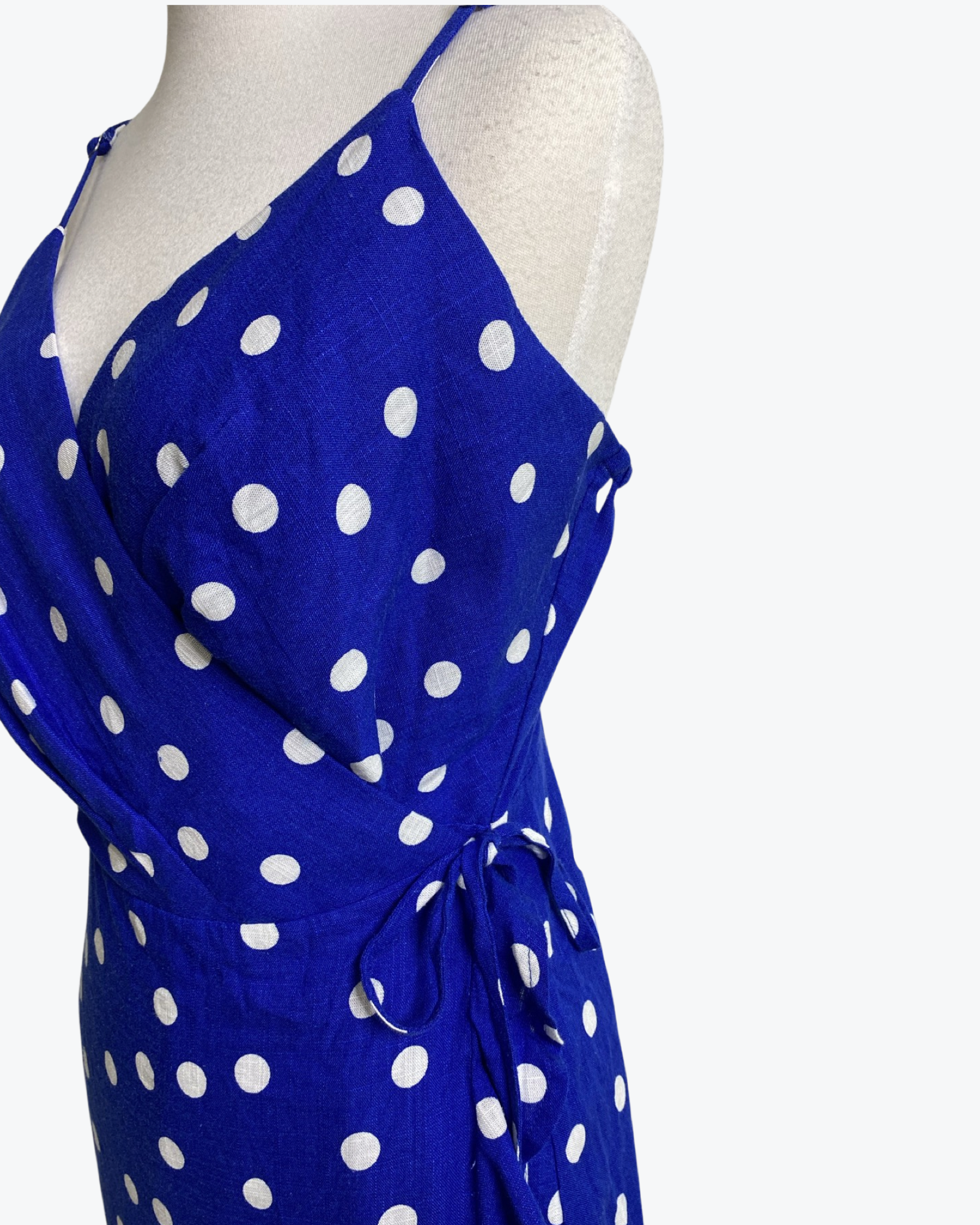 Dotti Linen Blend Blue Wrap Dress Dot Size 16