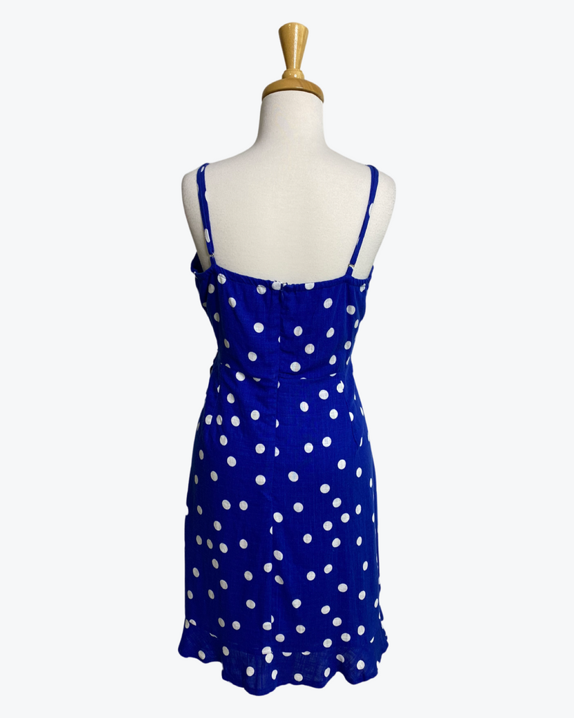 Dotti | Linen Blend Blue Wrap Dress | Dot | Size 16