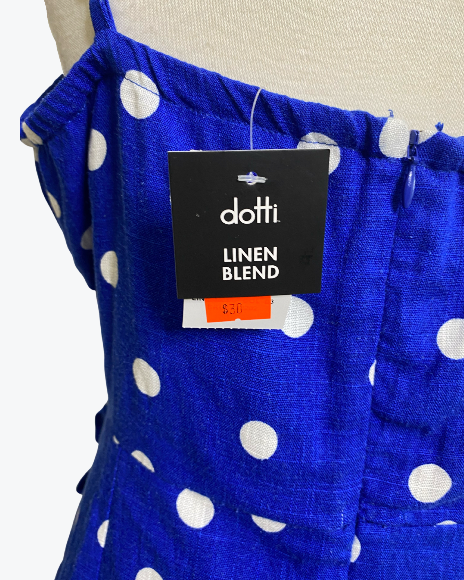 Dotti Linen Blend Blue Wrap Dress Dot Size 16