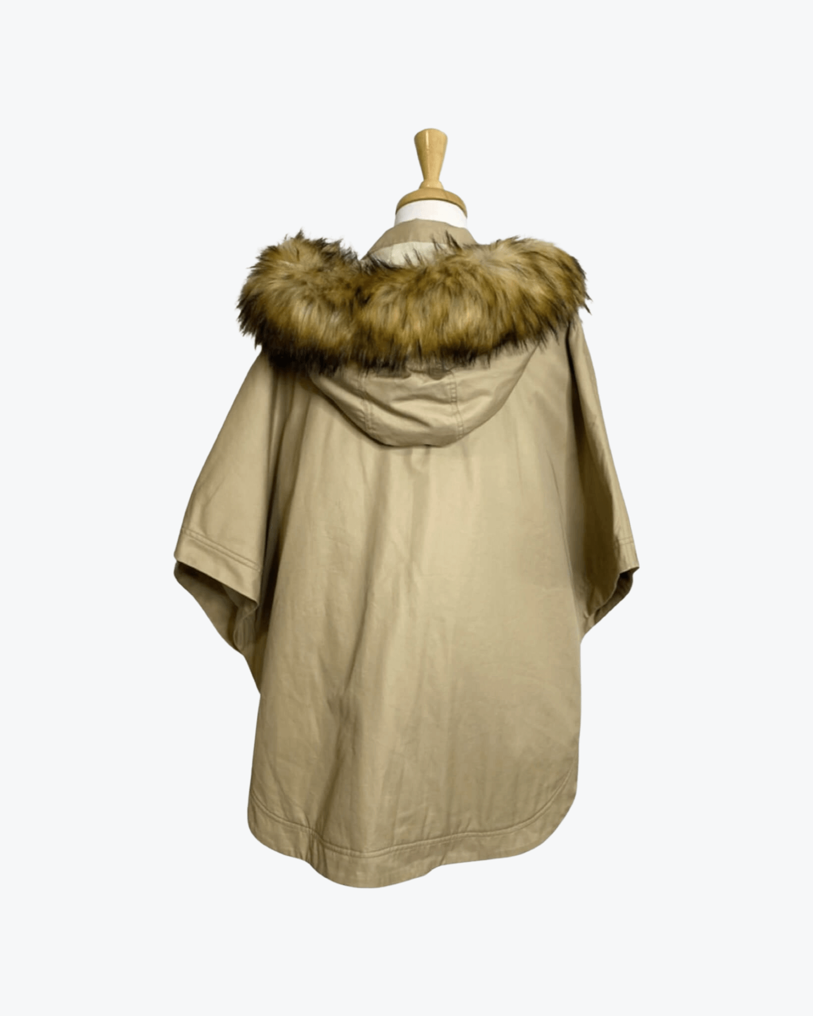 Country Road Hooded Cape Faux Fur Trim Size L