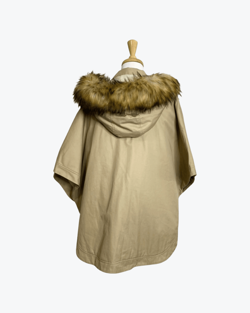 Country Road | Hooded Cape | Faux Fur Trim | Size L