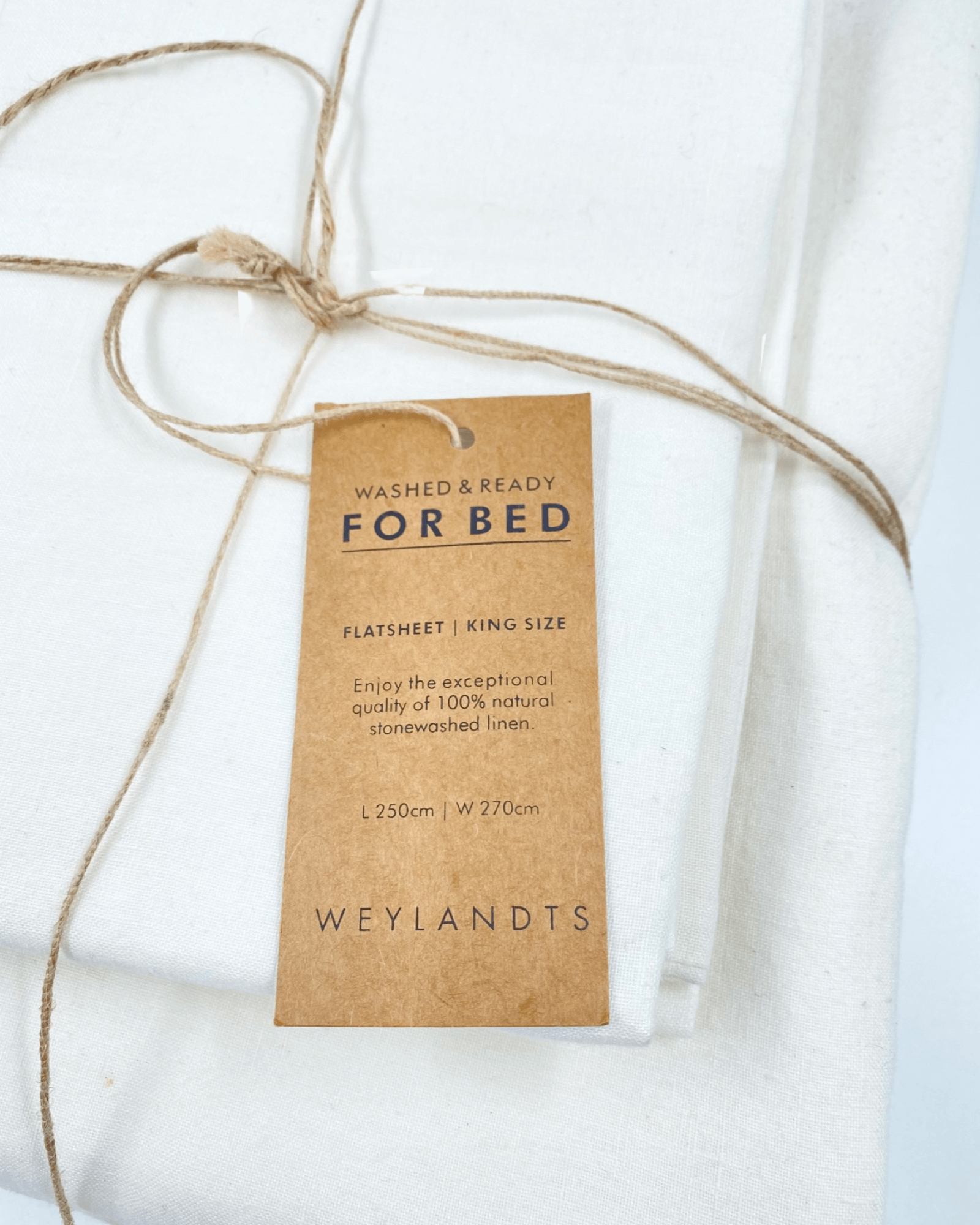 Linen | Weylandts | White | 100% Linen | King Flat | Sheet