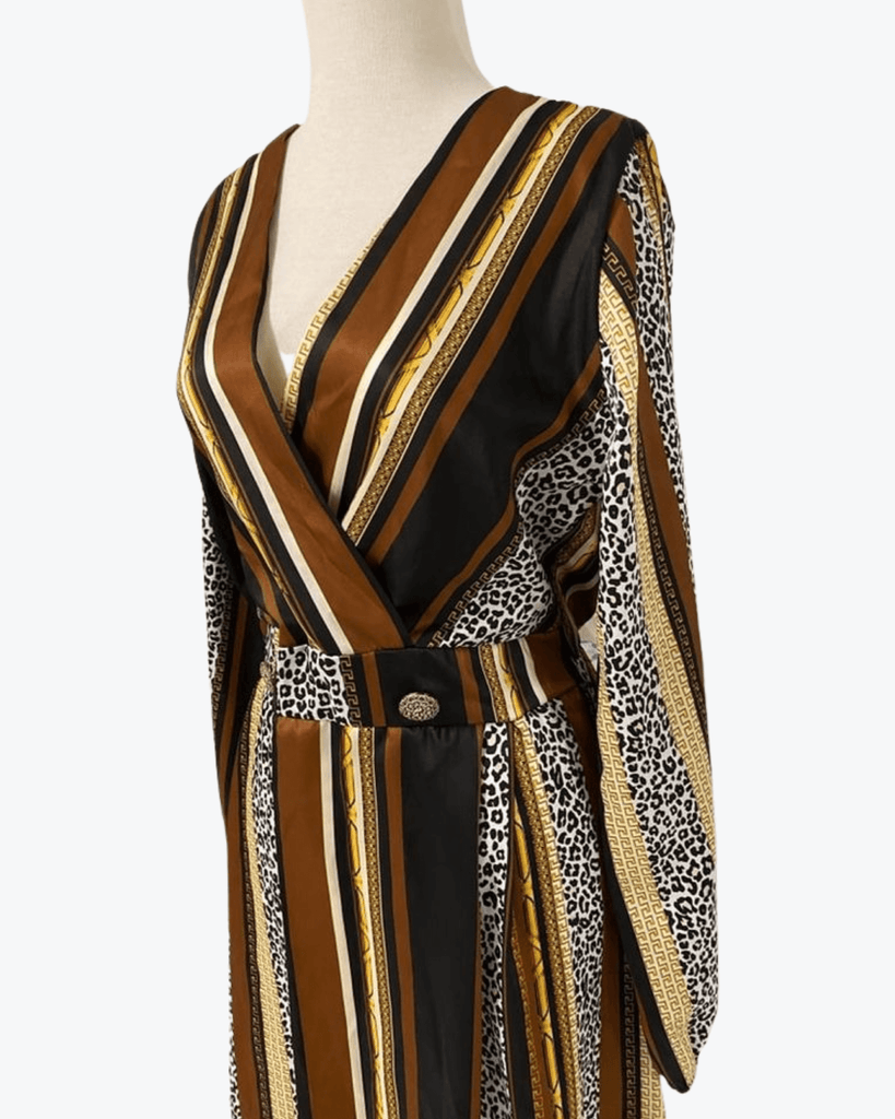 Boohoo | Satin Leopard Stripe | Dress | Size 16