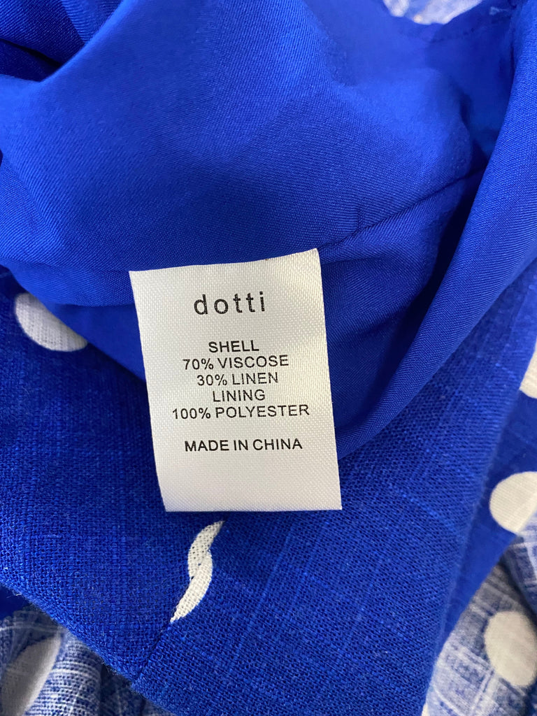 Dotti | Linen Blend Blue Wrap Dress | Dot | Size 16