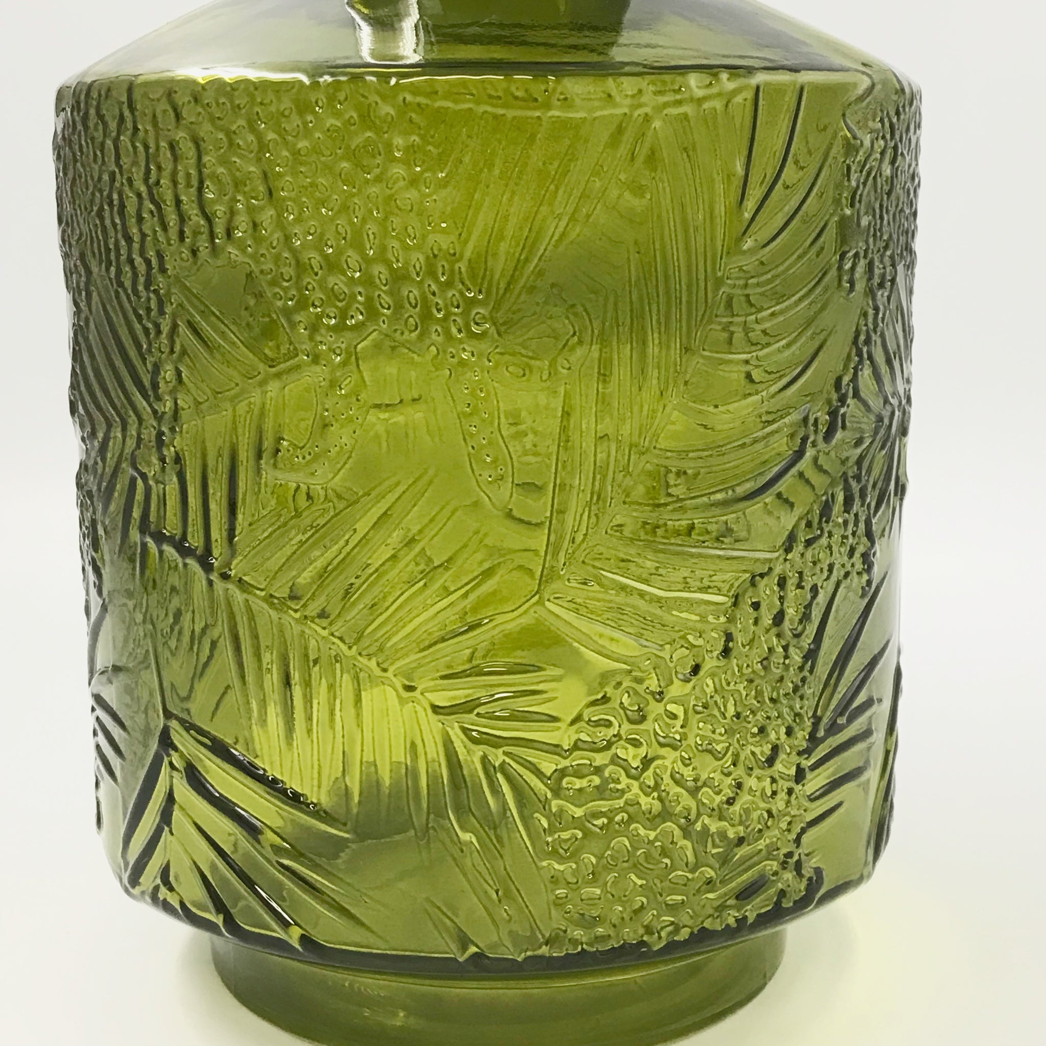 Bottle Vase | Green | Patterned Glass | Large | NEW