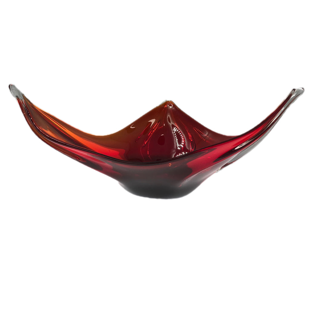 Large | Ruby Red | Glass | Fruit Bowl | Display Dish | Art Glass