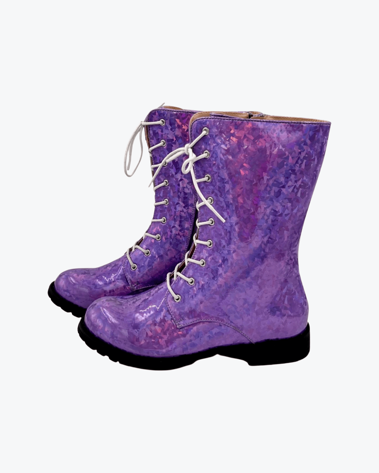 purple holographic boots